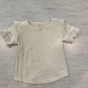 White Lace Sleeve Kids Top